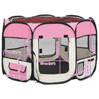 Faltbarer Welpenlaufstall mit Tragetasche Rosa 90x90x58 cm