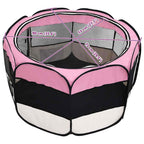 Faltbarer Welpenlaufstall mit Tragetasche Rosa 90x90x58 cm