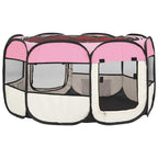 Faltbarer Welpenlaufstall mit Tragetasche Rosa 125x125x61 cm