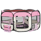 Faltbarer Welpenlaufstall mit Tragetasche Rosa 145x145x61 cm