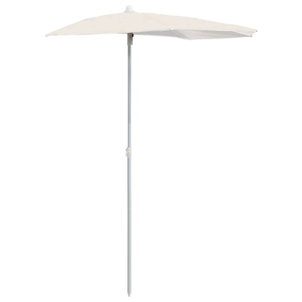 Halb-Sonnenschirm mit Mast 180x90 cm Sandfarbe
