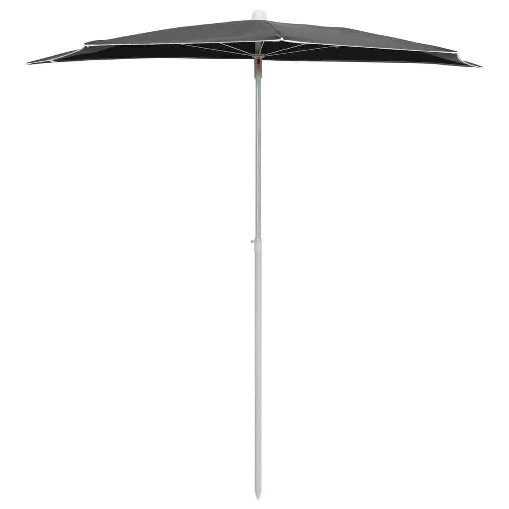 Halb-Sonnenschirm mit Mast 180x90 cm Anthrazit