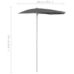 Halb-Sonnenschirm mit Mast 180x90 cm Anthrazit
