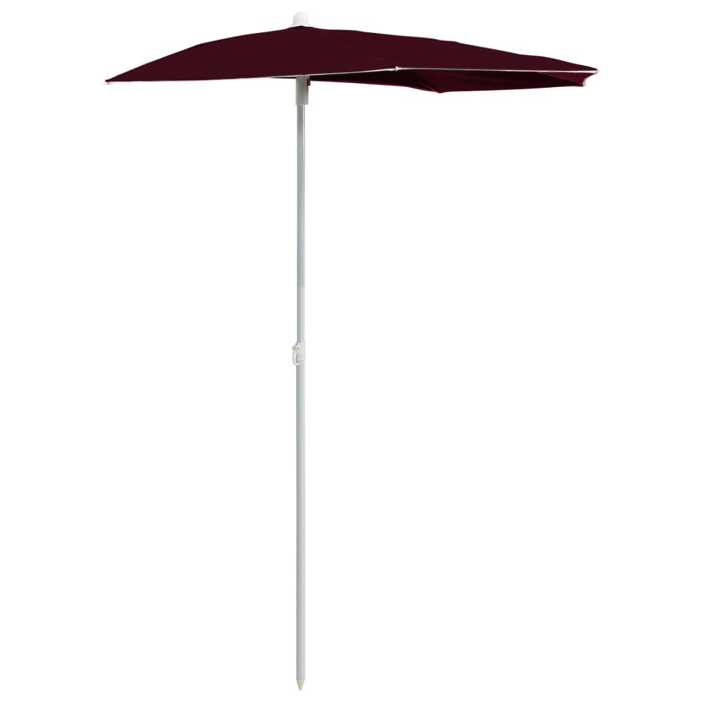 Halb-Sonnenschirm mit Mast 180x90 cm Bordeauxrot