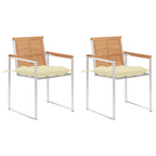 Gartenstühle mit Kissen 2 Stk. Massivholz Teak und Stahl