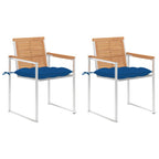 Gartenstühle mit Kissen 2 Stk. Massivholz Teak und Stahl