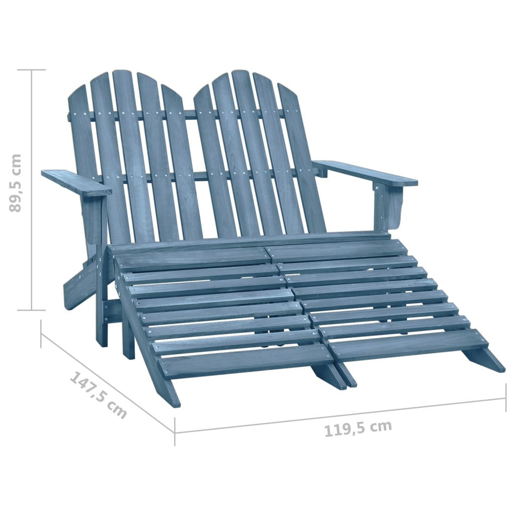 Adirondack-Gartenbank 2-Sitzer mit Fußteil Tannenholz Blau