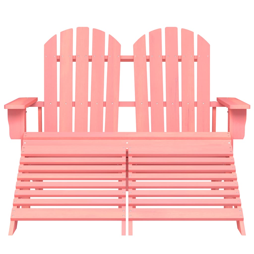 Adirondack-Gartenbank 2-Sitzer mit Fußteil Tannenholz Rosa