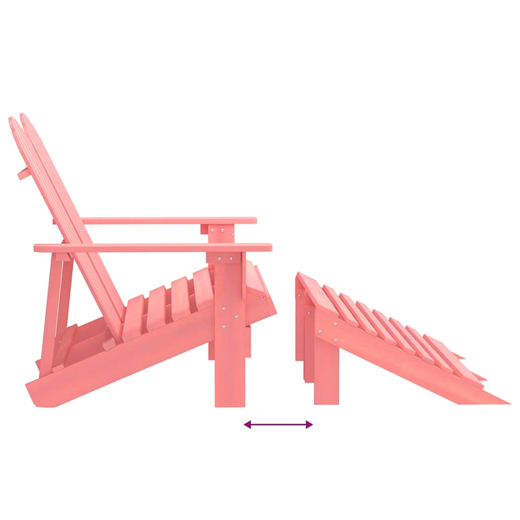 Adirondack-Gartenbank 2-Sitzer mit Fußteil Tannenholz Rosa