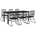 7-tlg. Garten-Essgruppe Schwarz PVC-Rattan