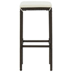 3-tlg. Gartenbar-Set mit Kissen Poly Rattan Braun