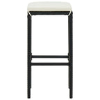 5-tlg. Gartenbar-Set mit Kissen Poly Rattan Schwarz