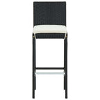 3-tlg. Gartenbar-Set mit Kissen Poly Rattan Schwarz