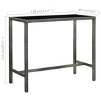 7-tlg. Gartenbar-Set mit Kissen Poly Rattan Grau