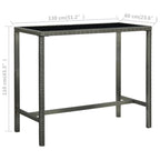 9-tlg. Gartenbar-Set mit Kissen Poly Rattan Grau