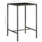 3-tlg. Gartenbar-Set Poly Rattan Grau