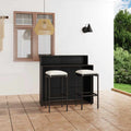 3-tlg. Gartenbar-Set mit Kissen Schwarz