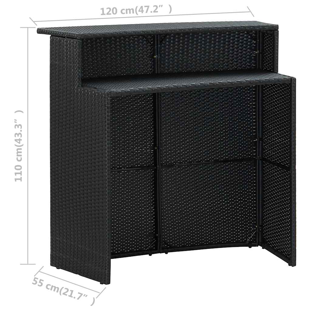 4-tlg. Gartenbar-Set mit Kissen Schwarz
