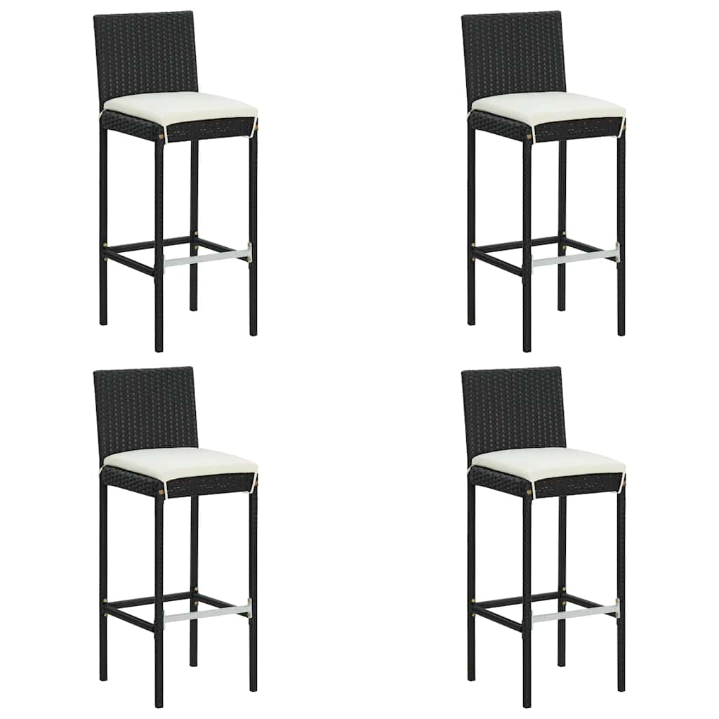 5-tlg. Gartenbar-Set mit Kissen Schwarz