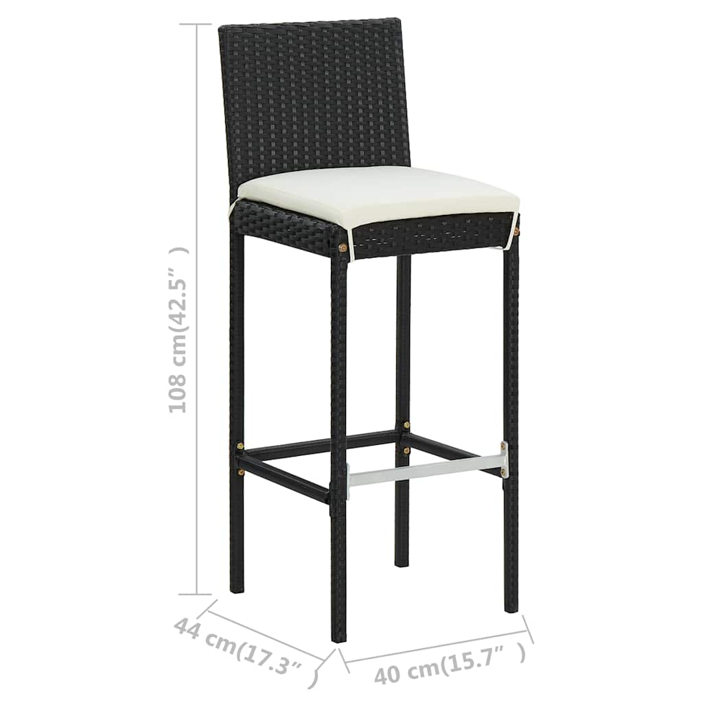 5-tlg. Gartenbar-Set mit Kissen Schwarz