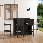 5-tlg. Gartenbar-Set mit Kissen Schwarz