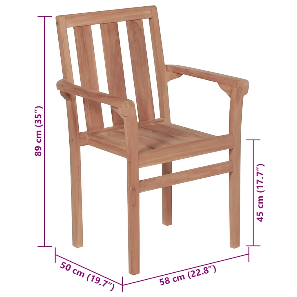 Gartenstühle 2 Stk. mit Grauen Kissen Teak Massivholz