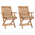 Gartenstühle 2 Stk. mit Beige Kissen Massivholz Teak
