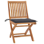 Gartenstühle 2 Stk. mit Anthrazit Kissen Massivholz Teak