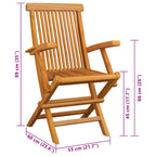 Gartenstühle mit Grauen Kissen 2 Stk. Massivholz Teak