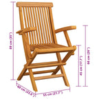 Gartenstühle mit Creme Kissen 2 Stk. Massivholz Teak