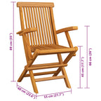 Gartenstühle mit Anthrazit Kissen 3 Stk. Massivholz Teak