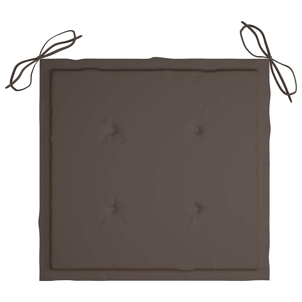 Gartenstühle mit Taupe Kissen 3 Stk. Massivholz Teak
