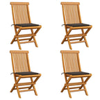 Gartenstühle mit Taupe Kissen 4 Stk. Teak Massivholz