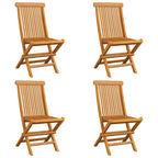 Gartenstühle mit Schwarzen Kissen 4 Stk. Massivholz Teak