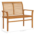Gartenbank mit Roter Auflage 112 cm Massivholz Teak