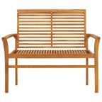 Gartenbank mit Weinroter Auflage 112 cm Massivholz Teak