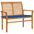 Gartenbank mit Königsblauer Auflage 112 cm Massivholz Teak