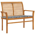 Gartenbank Graue Karomuster-Auflage 112 cm Massivholz Teak