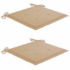 Gartenstühle 2 Stk. mit Beige Kissen Massivholz Teak