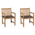 Gartenstühle 2 Stk. mit Taupe Kissen Massivholz Teak