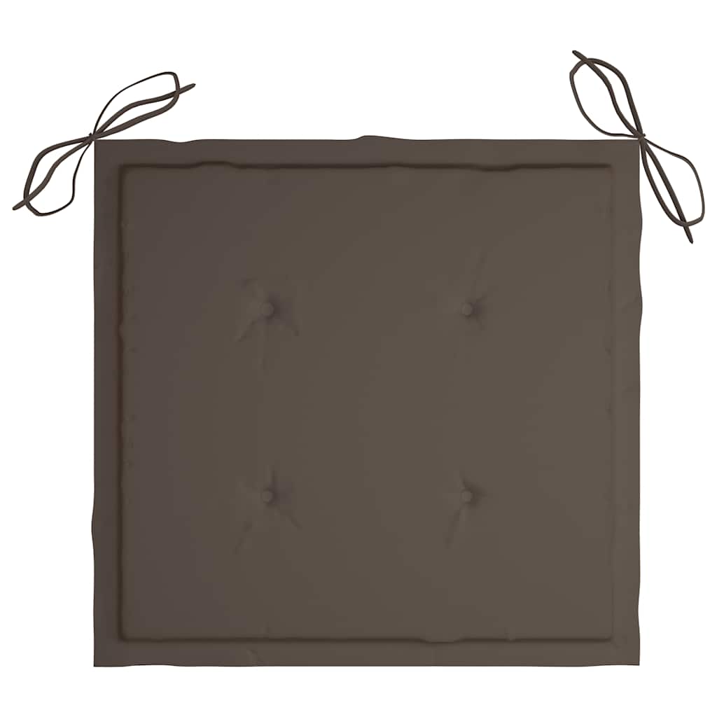 Gartenstühle 2 Stk. mit Taupe Kissen Massivholz Teak