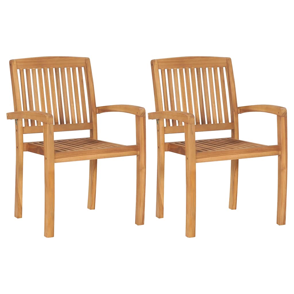 Gartenstühle 2 Stk. mit Schwarzen Kissen Massivholz Teak