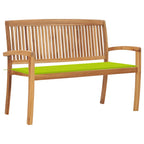 Stapelbare Gartenbank mit Auflage 128,5 cm Massivholz Teak