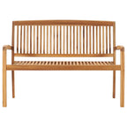 Stapelbare Gartenbank mit Auflage 128,5 cm Massivholz Teak