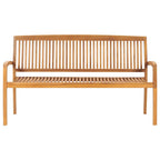Stapelbare Gartenbank mit Auflage 159 cm Massivholz Teak