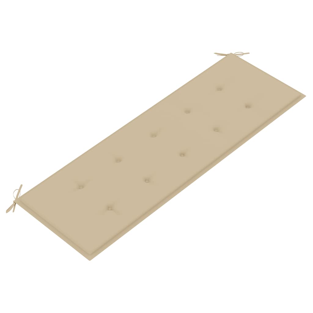 Stapelbare Gartenbank mit Auflage 159 cm Massivholz Teak