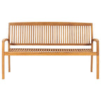 Stapelbare Gartenbank mit Auflage 159 cm Massivholz Teak
