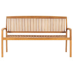 Stapelbare Gartenbank mit Auflage 159 cm Massivholz Teak
