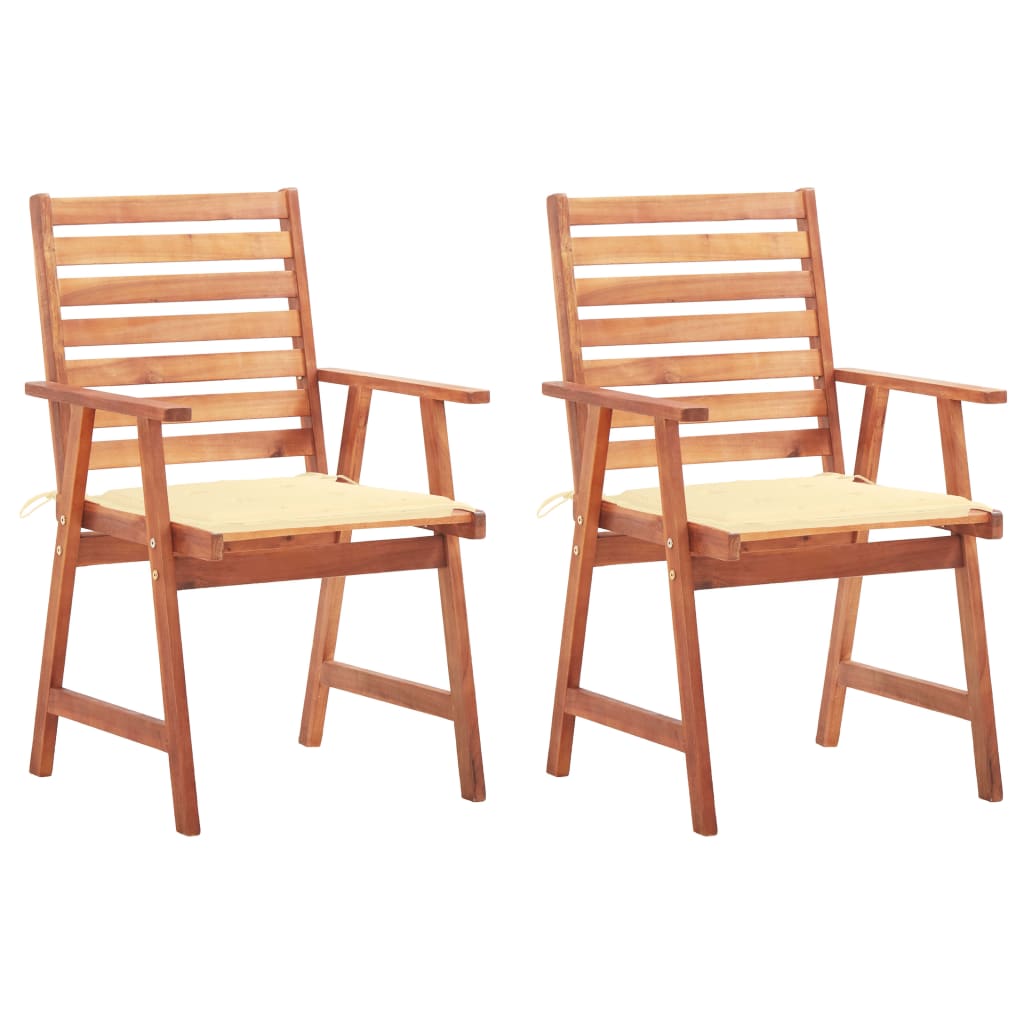 Garten-Essstühle 2 Stk. mit Kissen Massivholz Akazie