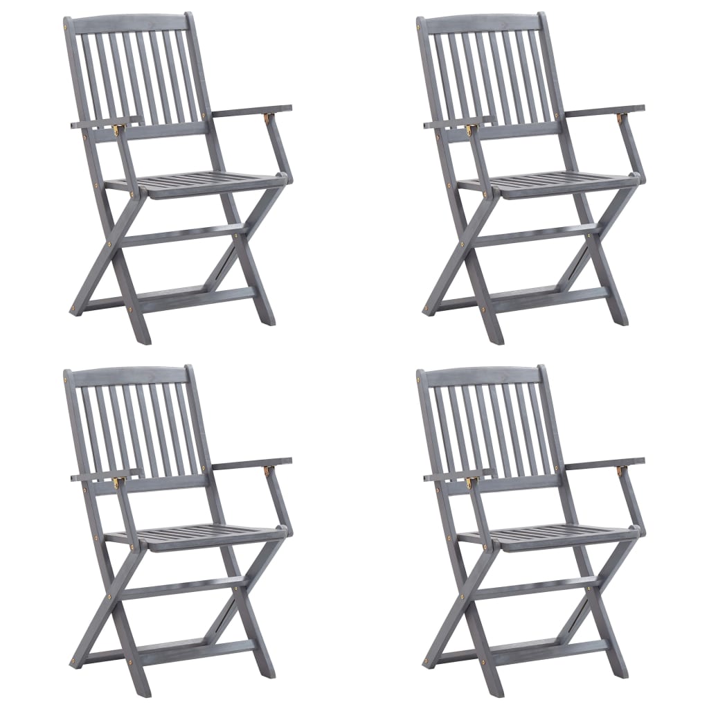 Klappbare Gartenstühle 4 Stk. mit Kissen Massivholz Akazie